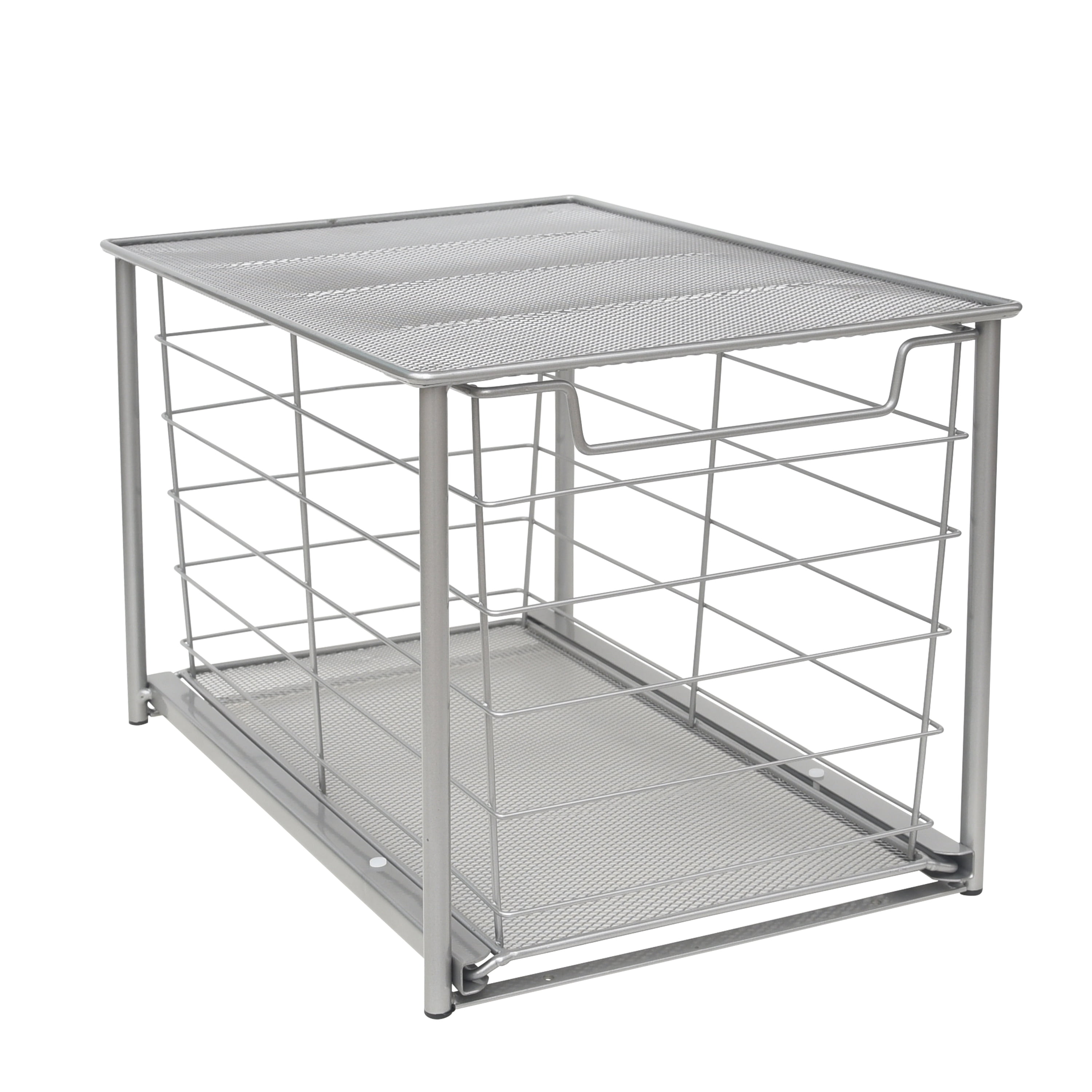 (2 pack) Mainstays Large Stackable Slide-Out Drawer Organizer, Satin Nickel, 15" x 10 " X 9.3"