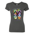 thumbnail image 2 of If I Can't Wear My Flip Flops I'm Not Going Colorful Sandals Streetwear Womens Slim Fit Junior Tee, Dark Grey, Medium, 2 of 3