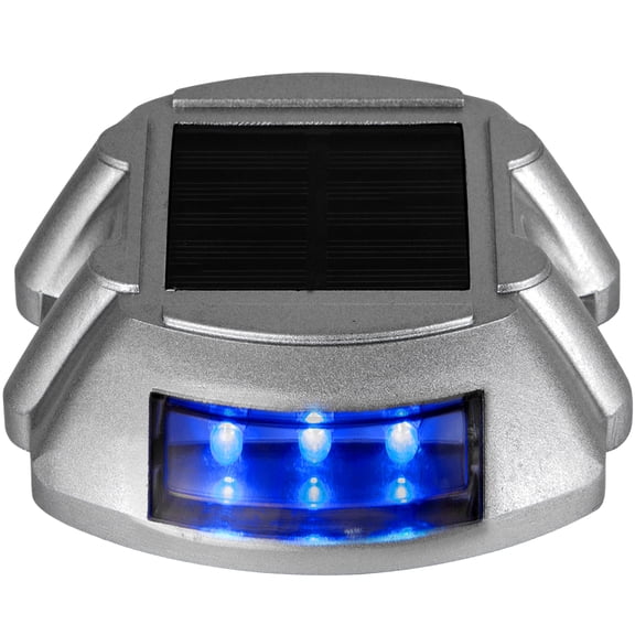 KFFKFF Driveway Lights 16 Pack, Solar Driveway Lights with On/Off Button, Solar Deck Lights Waterproof, Wireless Dock Lights 6 LEDs for Road Warnings Garden Sidewalks, LEDs Bright Blue