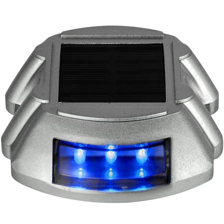 

SKYSHALO Driveway Lights 16 Pack Solar Driveway Lights with On/Off Button Solar Deck Lights Waterproof Wireless Dock Lights 6 LEDs for Road Warnings Garden Sidewalks LEDs Bright Blue