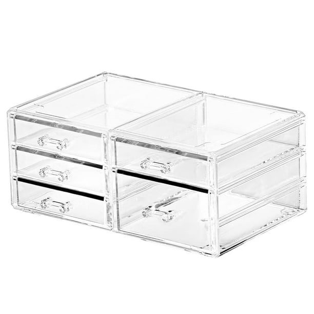 Caja de almacenamiento de escritorio Cq acrílica transparente con 5 cajones