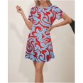 thumbnail image 1 of 2024 Nouvelle Robe d'Été Élégante Mode Décontractée Imprimée Ajustée Manches Courtes Col Rond Midi Robe de Bureau Femmes FJH, 1 of 6