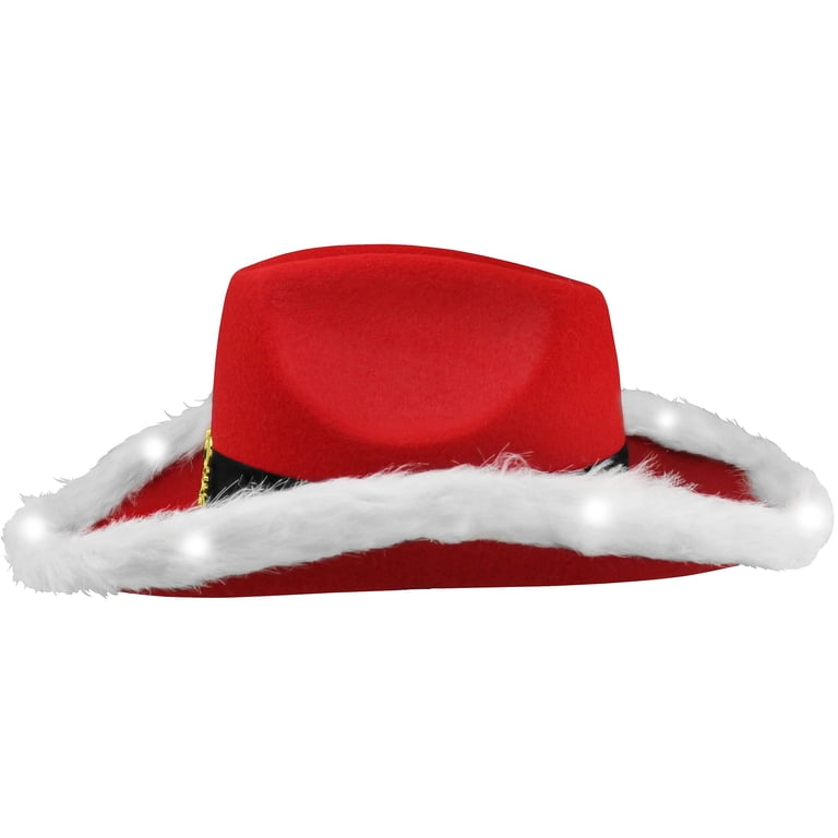 Nicky Bigs Novelties LED Light Up Santa Cowboy Hat, Red  display picture 2
