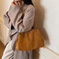 thumbnail image 3 of Suede Shoulder Bag Vintage Drawstring Medium Handbag Slouchy Purse, 3 of 7