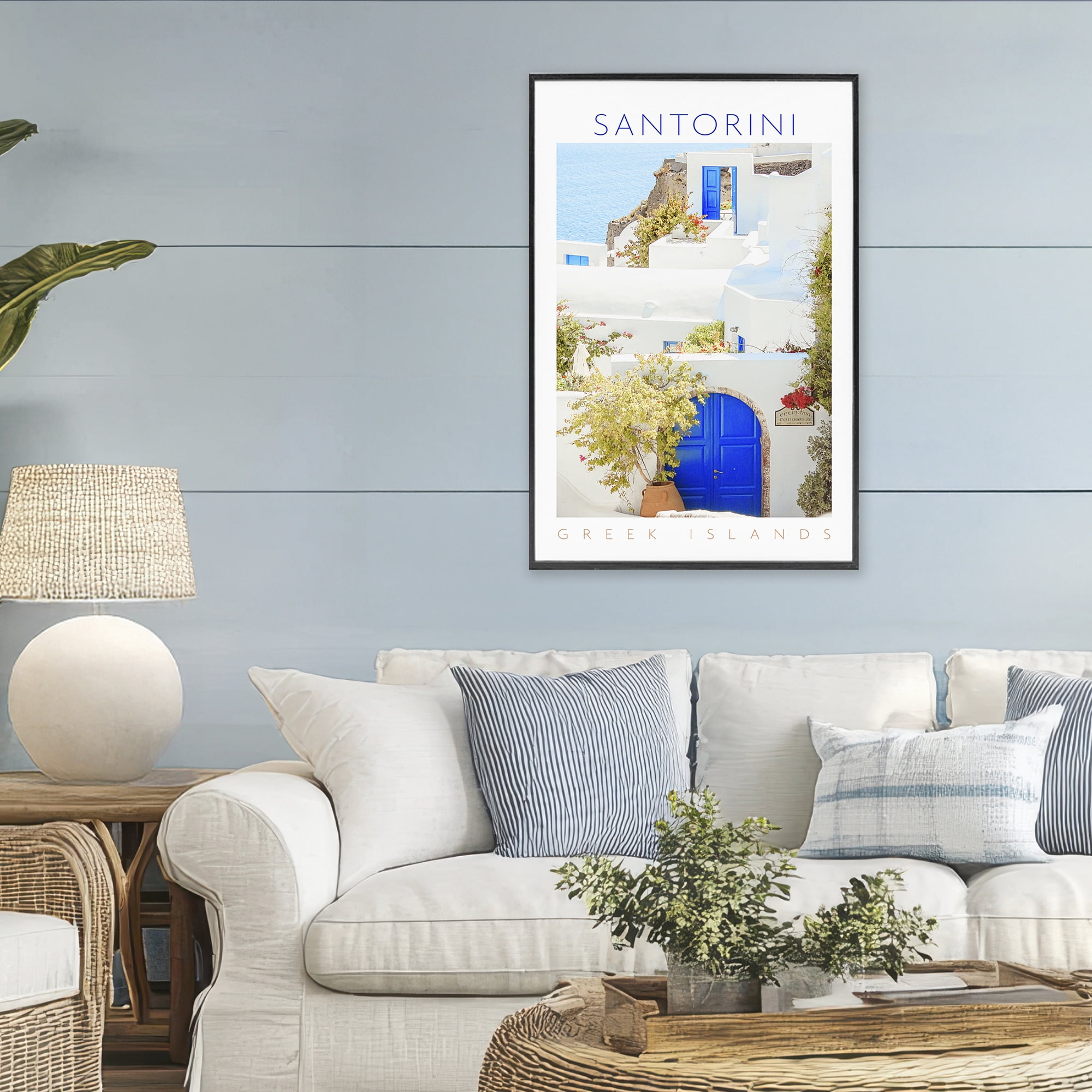 Stupell Industries Santorini Greek Islands Black Framed Giclee Art, design by Erin Marie