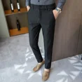 thumbnail image 4 of Pantalones a rayas para hombre, rectos, tallas grandes, trajes para hombre, pantalones, ropa de primera calidad, elegantes, vintage, antiarrugas, pantalones de vestir, 4 of 5