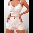thumbnail image 4 of Conjunto de Pijama de 2 Piezas para Mujer, Sin Mangas, con Estampado Floral, Corazón y Cereza, Pantalones Cortos Informales, Ropa de Dormir , Talla M, 4 of 9
