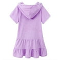thumbnail image 3 of Girls Swim Cover Up Beach Swimsuit Coverup Hooded Terry Zip-Up Bathing Suit Short Sleeve Robe, 3 of 8