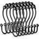 thumbnail image 1 of Anillos para cortina de ducha, metal antioxidante, deslizamiento suave, ganchos dobles para cortina de ducha para baño, barra para cortina de ducha, utensilios de cocina, paquete de 12, negro, 1 of 5