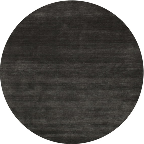 Ahgly Company Indoor Round Contemporary Charcoal Black Abstract Area Rugs, 6' Round