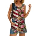 thumbnail image 4 of JULMCOMO American Flag Two Piece Sets for Women 1776 Red White Blue Patriotic Short Sets Square Neck Sleeveless Tank Top 4th of July Outfits with Pockets Dark Blue 3XL, 4 of 8