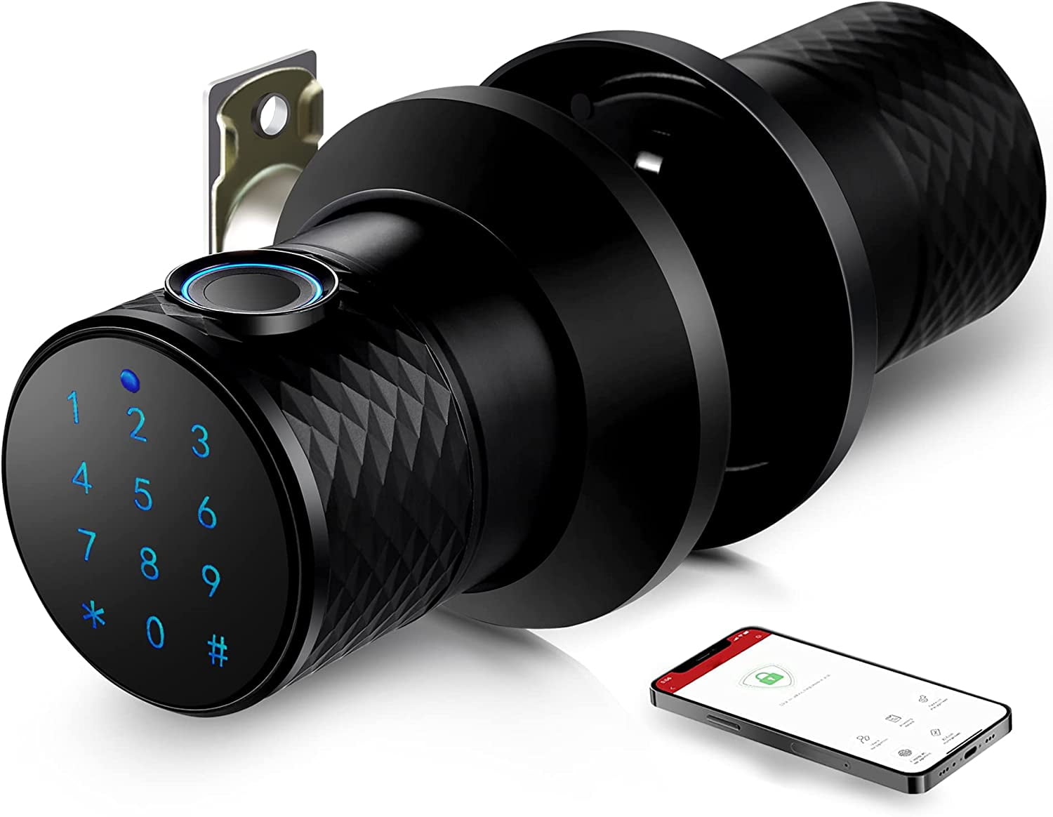 Fingerprint Door KnobBiometric Door Knob with Big SensorKeyless Entry Door Locks with