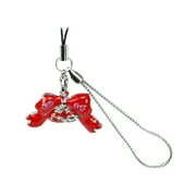 Cellet Christmas Phone Charm - Red Christmas Bow W/ Sparkling Light Pink Stones