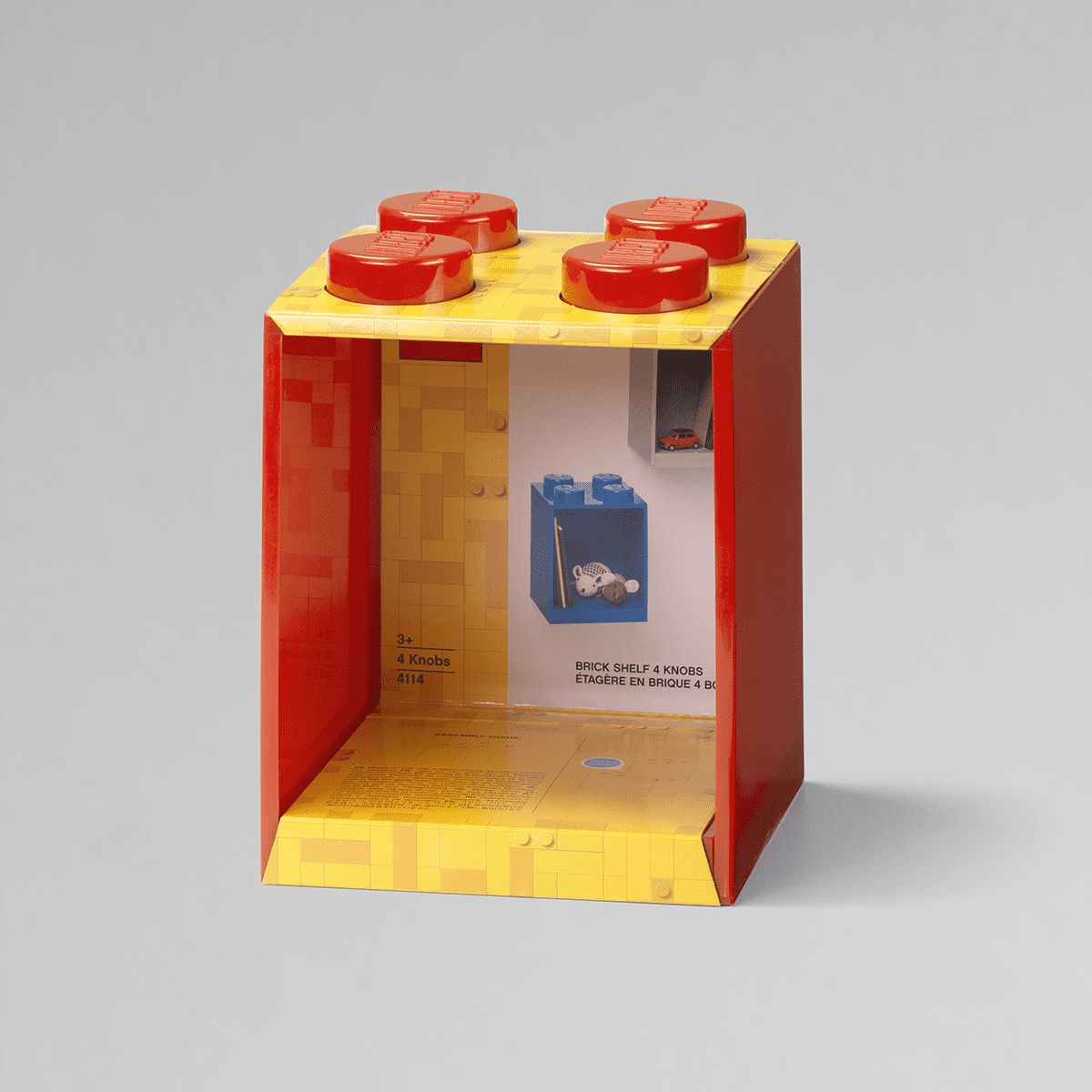 Room Copenhagen, Lego Brick Shelf Box - Stackable or Mountable Storage Compartment - 4 Stud, Red
