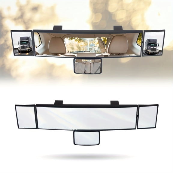 Four-Fold Rearview Mirror, Wide-Angle Auxiliary Field of Vision, Convex Mirror, Rotatable and Adjustable, Universally Compatible with All Car Models