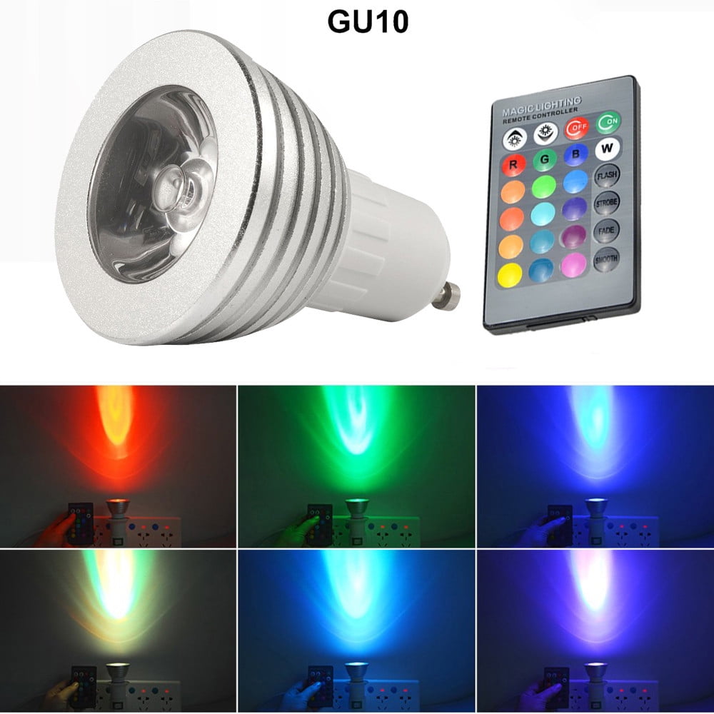Magic Spotlight RGB LED Lamp Bulb GU10 E27 MR16 16 Colors Change+Remote Control 