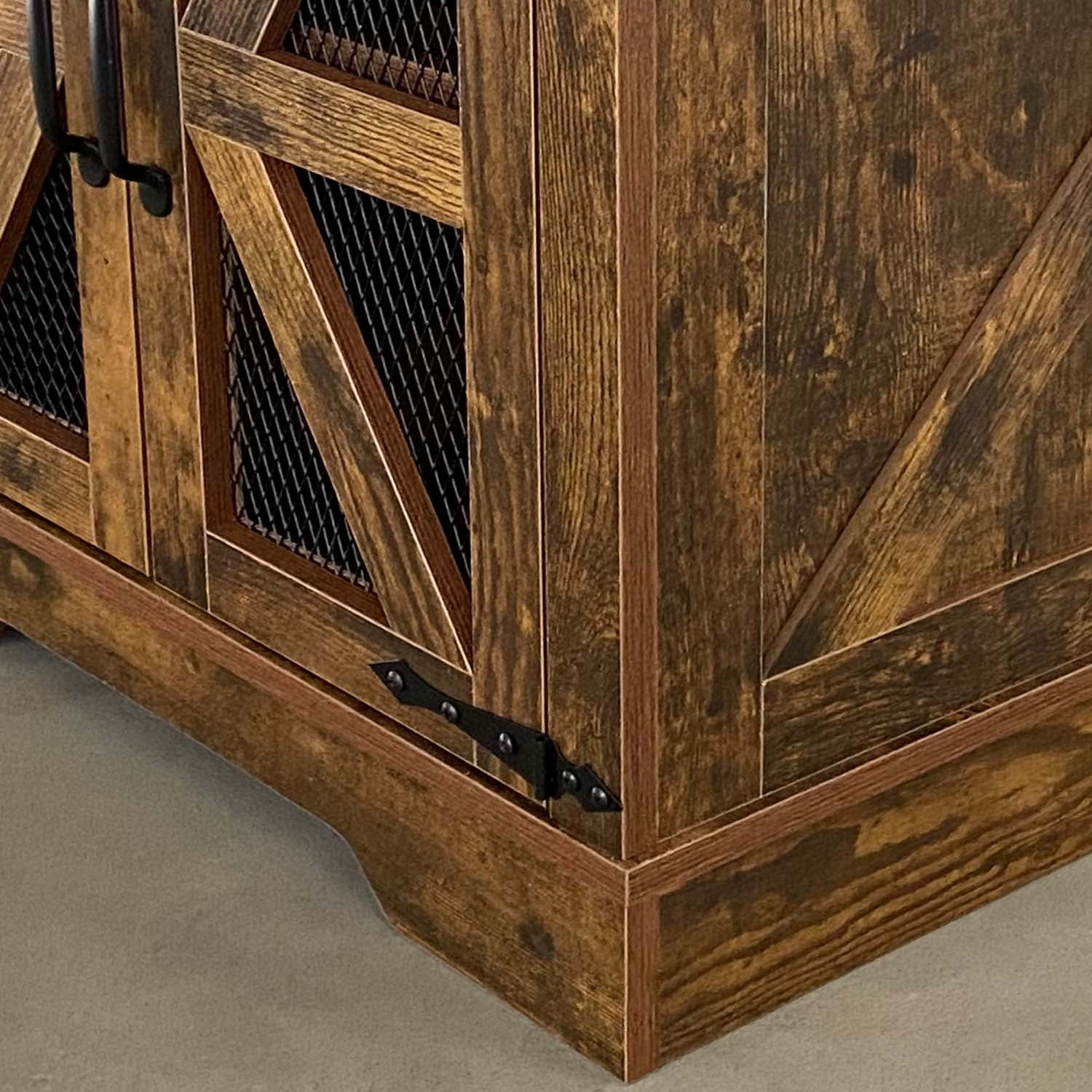 Farmhouse End Table with Charging Station, Nightstand with 2 Outlets & 2 USB Ports, Vintage Industrial Side Table,Brown