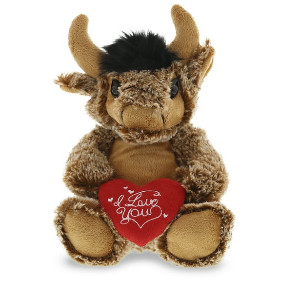 DolliBu I Love You Heart Sitting Buffalo Plush - 6 inches