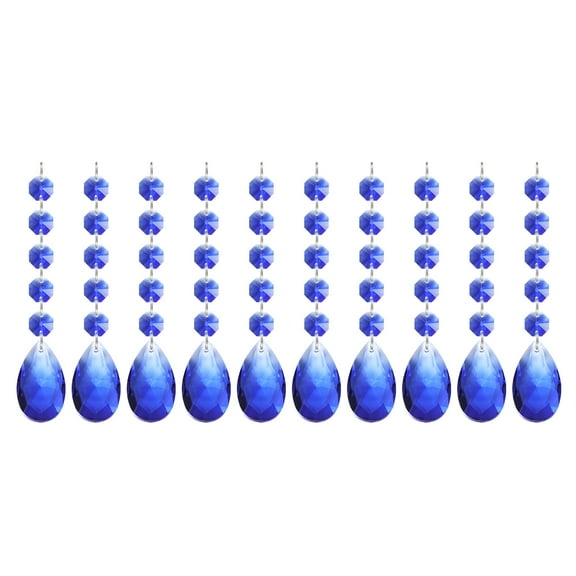 Uxcell Teardrop Crystal Chandelier Pendants Beads, 10 Pack 145mm Length 38mm Chandelier Prisms Parts Ornaments Hanging Beads for DIY Arts Crafts Decoration, Blue