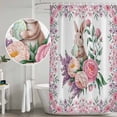 thumbnail image 5 of Easter Bunny Roses Shower Curtain, Waterproof Shower Curtains for Bathroom, Pink Floral Spring Botanical Washable Fabric Bathtub Curtain Set Bath Decor with 12 Hooks Long 72"x84", 5 of 8