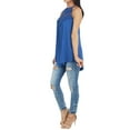 thumbnail image 4 of Women Crochet Cutout Keyhole Back Ruched Sleeveless Halter Neck Plain Tank Top, 4 of 5