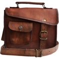 thumbnail image 1 of 13" Leather Messenger Bag Laptop case Office Briefcase Gift for Men Computer Distressed Shoulder Bag, 1 of 4
