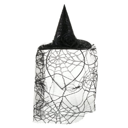 Way to Celebrate Halloween Witch Hat with Veil Headband, 1 Piece