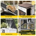 thumbnail image 3 of Aivituvin Indoor Rabbit Hutch Outdoor Bunny Cage on Wheels, 2 Story Wood Guinea Pig Cages with 2 Deeper Pull Out Trays (Black & White), 3 of 11