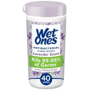 Wet Ones Antibacterial Hand Wipes, Lavender Scent, 40 Ct Canister, 8 Hour Moisturization