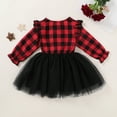 thumbnail image 6 of Younger Tree Baby Girl Fall Winter Christmas Long Sleeve Plaid Mesh Dress Skirt Outfits Overall Clothes,4-5T, 6 of 8