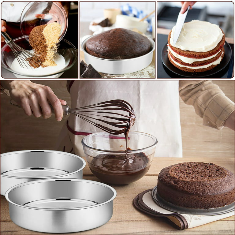Webake Round Cake Pan Set Silicone Cake Molds Baking Pans for 3 Tier Cake  Layer Tin, 8 Inch, 6 Inch, 3 Inch for Birthday
