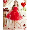 thumbnail image 2 of Oudiya Toddler Girls Tutu Red Party Dress Tulle Ruffle Hem Cami Summer Dress for Kids 2-6Y, 2 of 7