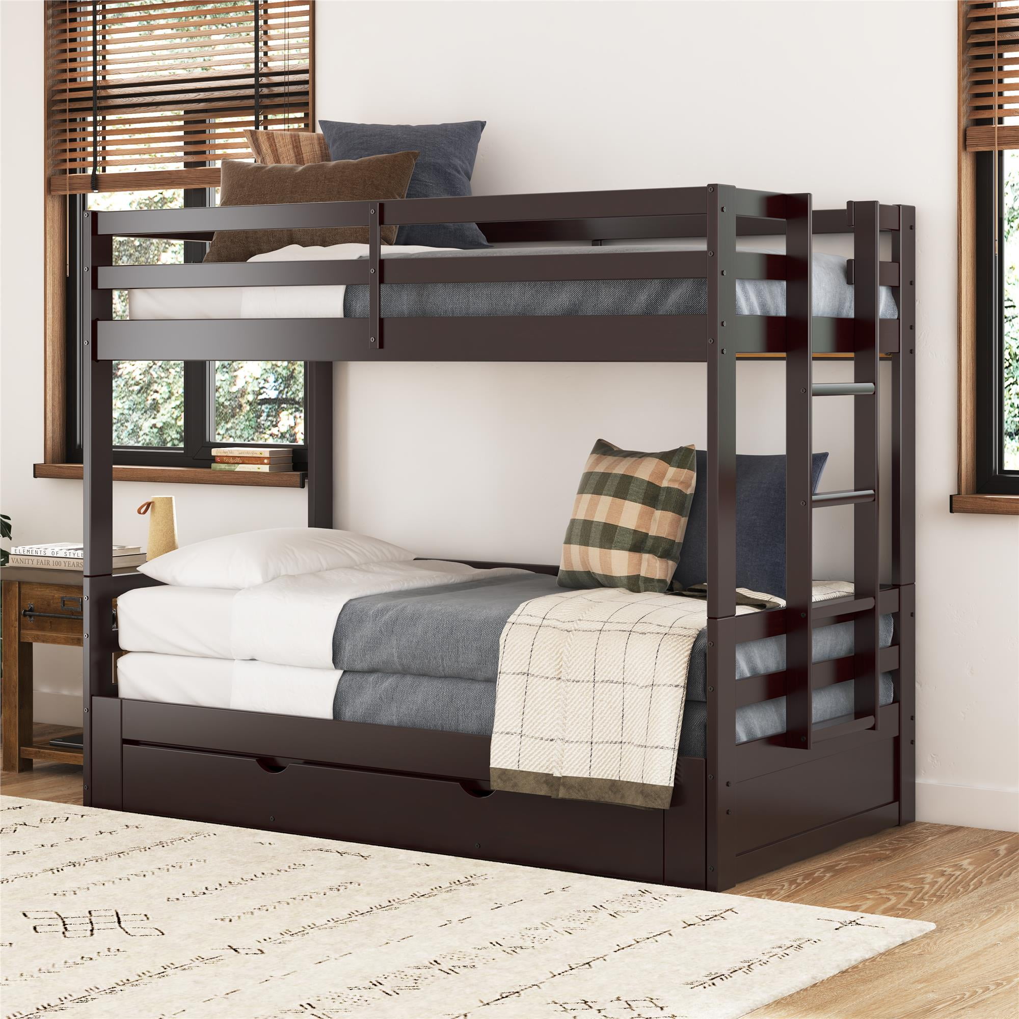 Walker Edison Premium Metal Twin Over Futon Bunk Bed - Black