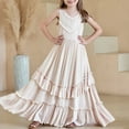 thumbnail image 2 of EnJoCho Girls Boho Lace Flower Dresses Spaghetti Strap A-Line Ruffl𝖾 Tiere𝖽 Fl𝗈wy Wedding Par𝗍y Maxi Dress with Pockets, 2 of 5