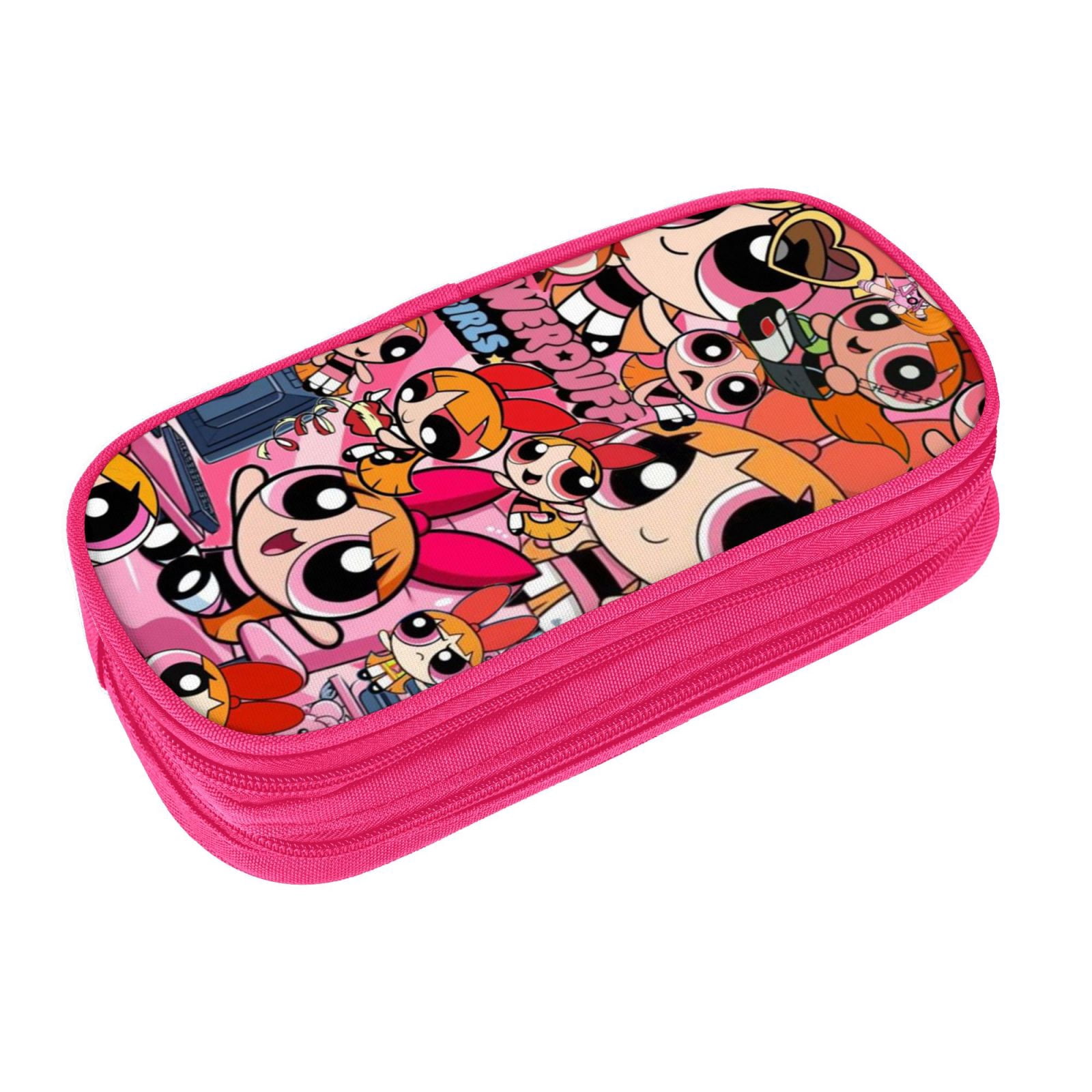 The Powerpuff Gi-rls Pencil Case Large Capacity Pencil Pouch Pen Bag Office Stationery Organizer Travel Makeup Bag Pink