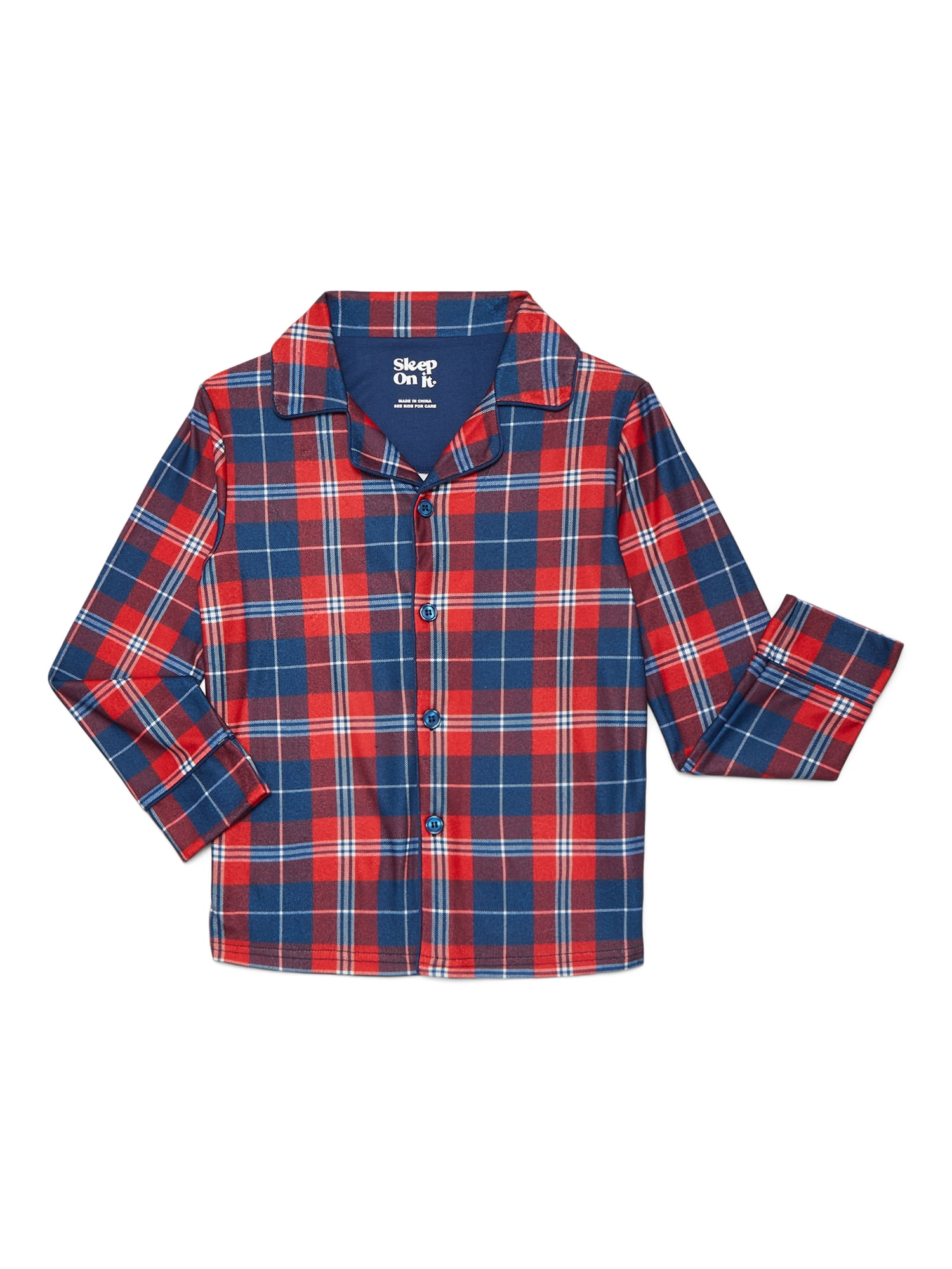 Sleep On It Boys Long Sleeve Button Down Top and Pants Pajama Set, 2-Piece, Sizes 6-14