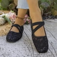 thumbnail image 5 of GERsome Ballet Flats for Women Square Toe Slip-On Dress Shoes Ankle Strap Lace Mesh Comfort Walking Shoes for Causal Work, Black Size 6, 5 of 9