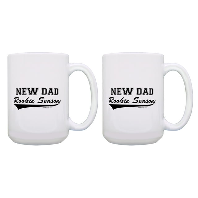 ThisWear Funny Dad Mug Set Rookie Season New Dad Coffee Mug Set 2 Pack Mug 15oz Coffee Mugs