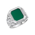 thumbnail image 3 of RYLOS Men's Rings Sterling Silver Ring With Diamonds and GREEN QUARTZ Set in Designer Nugget Style Rings For Men Size 11, 3 of 8