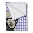 thumbnail image 2 of Pug Soft Flannel Fleece Throw Blanket, Nerdy Glasses and Dotted Bow Tie on a Puppy Pug with a Checkered Backdrop, Cozy Plush for Indoor and Outdoor Use, 70" x 90", Sand Brown Black Blue, by Ambesonne, 2 of 5