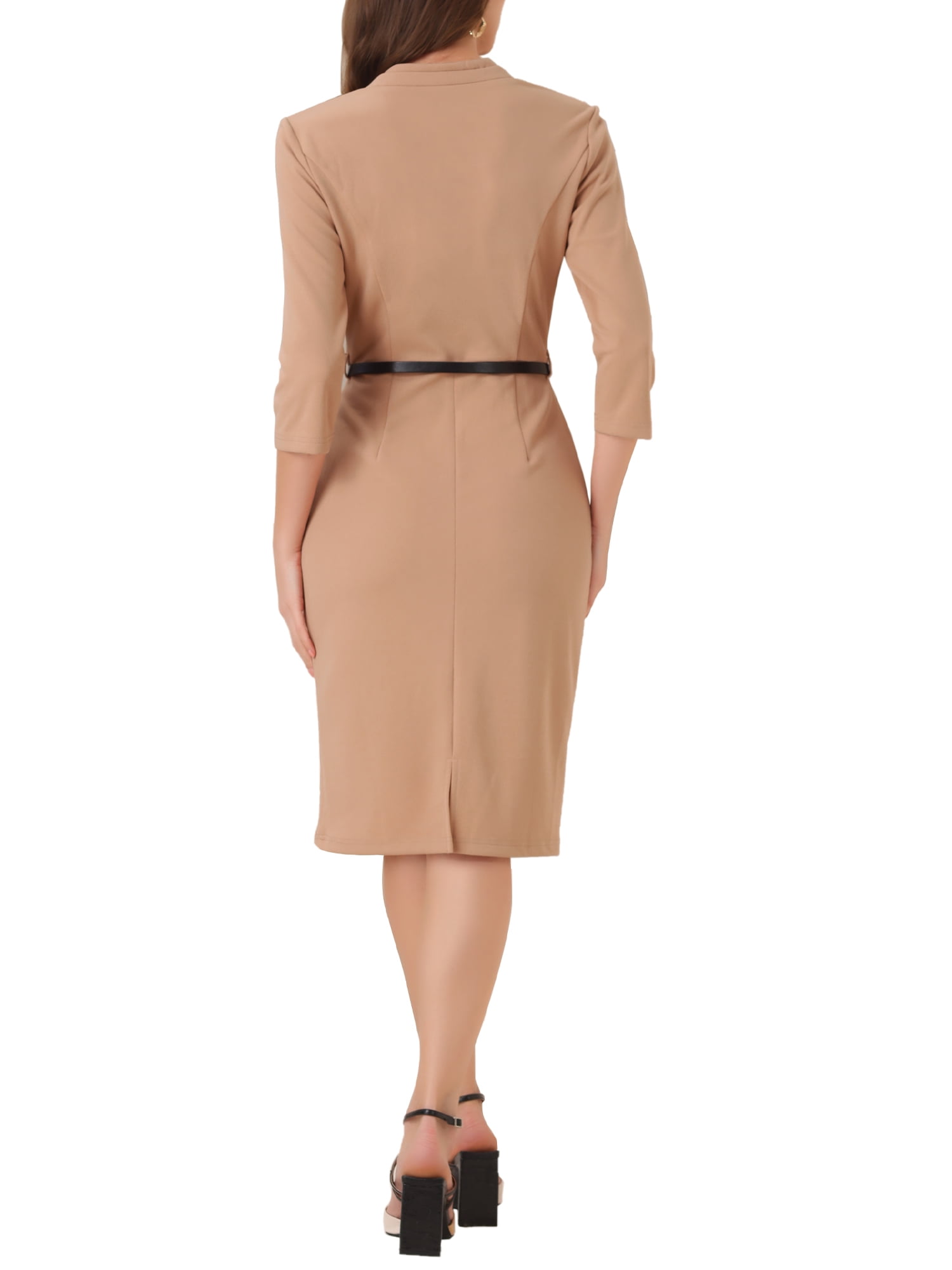 Robe De Travail Allegra K – Gris – Sans Manches – Coupe Bureau élégante