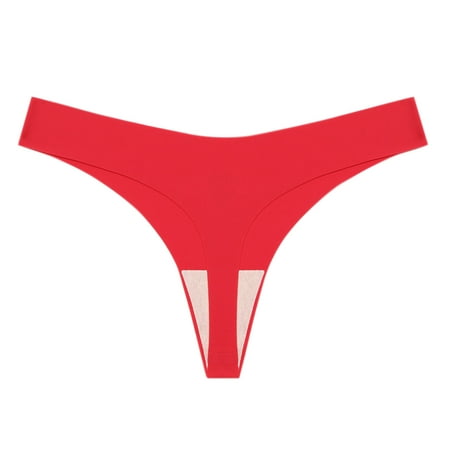 Scyoekwg Womens Thongs Thong Breathable Solid Color Ladies Panties Fashion Low Waisted Bikini Underwear T-back Hipster Panties Underpants(Red L)
