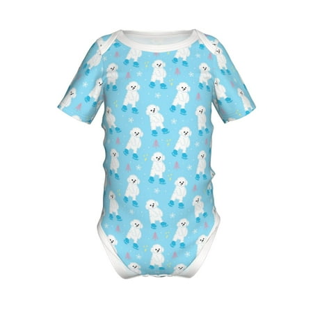 

Coaee Skating Poodle Fun for Soft Baby Short-Sleeve Bodysuit Baby Climbing Clothes Baby Girls Boys Bodysuit Romper-3 Months