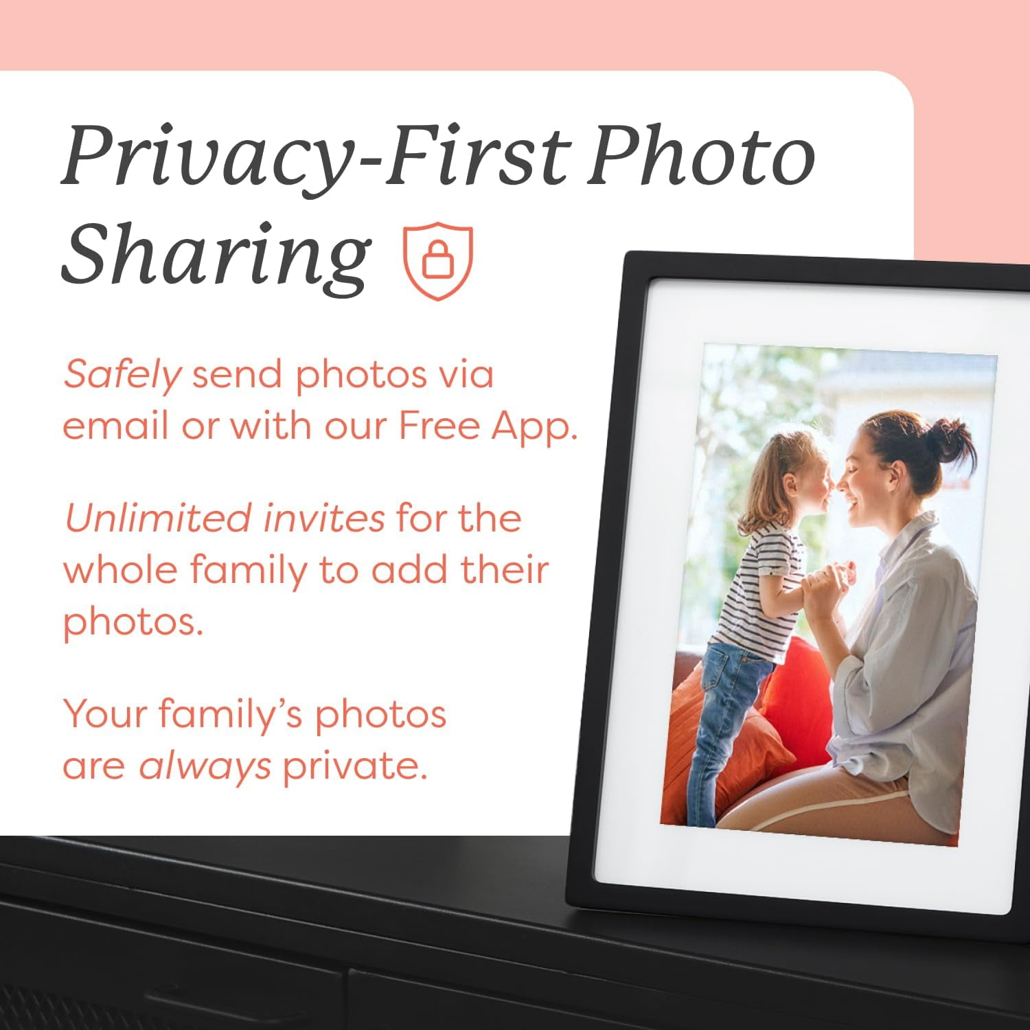 Skylight 10" Digital Picture Frame, 8GB WiFi Touchscreen Photo Frame with Email Sharing and Cloud Storage, Adjustable Orientation - Black