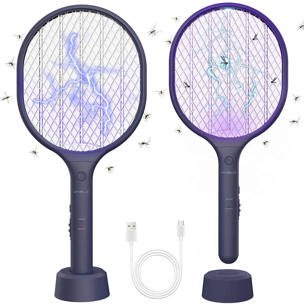 2Pack Electric Fly Swatter Flying Killer Mosquito Zappers Safety 24