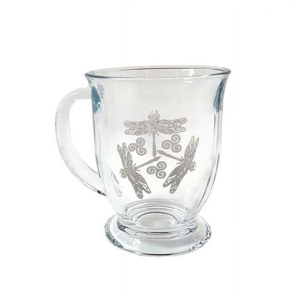 Lyoncraft CODF02 16 oz Dragonfly Triskelion Engraved Glass Coffee Mug