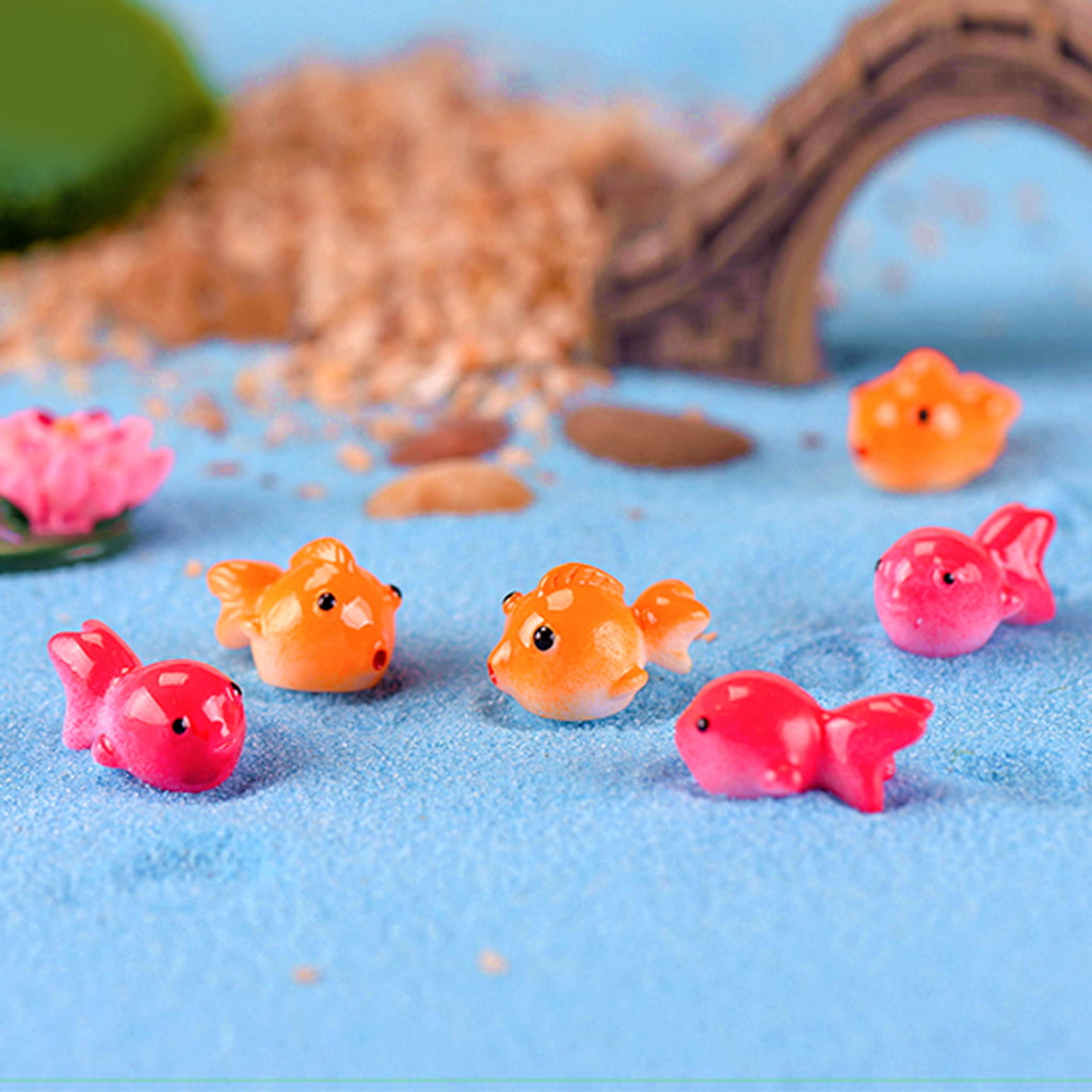 12 Pcs Dollhouse Miniature Clay Orange Goldfish Fairy Fish Decorative Figurine 