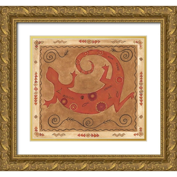Shamp, Cindy 29x26 Gold Ornate Wood Framed with Double Matting Museum Art Print Titled - Desert Lizard