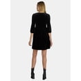 thumbnail image 2 of Time and Tru Women's and Women's Plus Velvet Mini Dress with ¾ Length Sleeves, Sizes XS-4X, 2 of 3