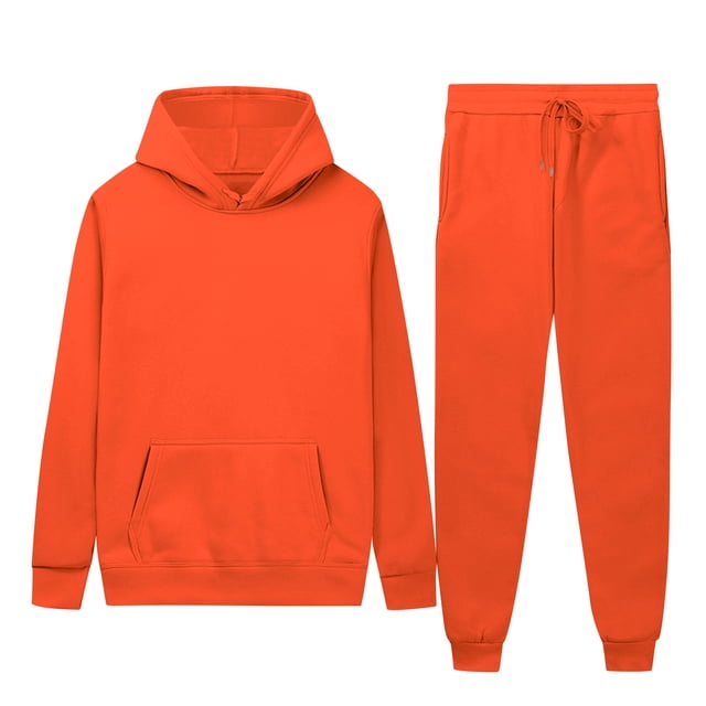 Weiqiqre Sweatsuits for Men Solid Color Loose Fit Basic Pullover Hoodies Sweatshirt Sport Jogging Suits